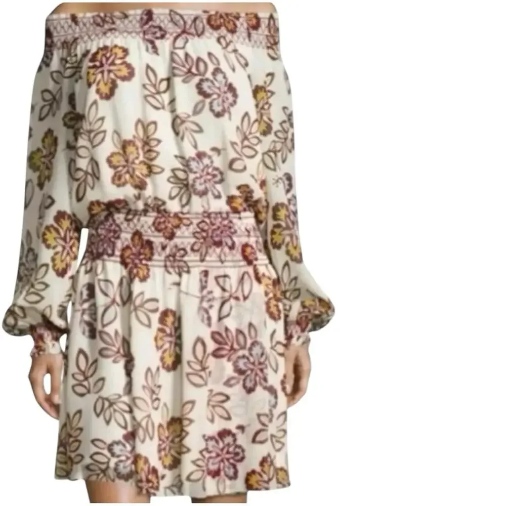 Tory Burch Womens Dress Size 2 Cream Hopewell Indie Off the Shoulder Floral